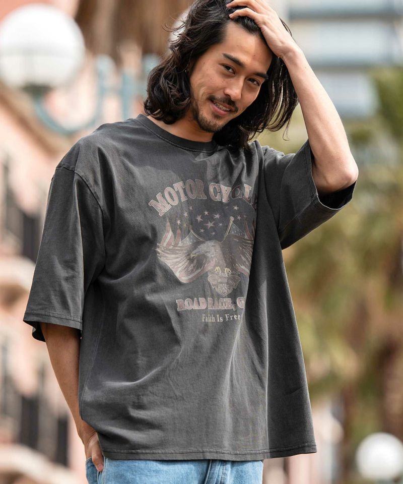 Bitter select(ビターセレクト)星条旗EAGLEプリントクルー半袖Tシャツ/全2色