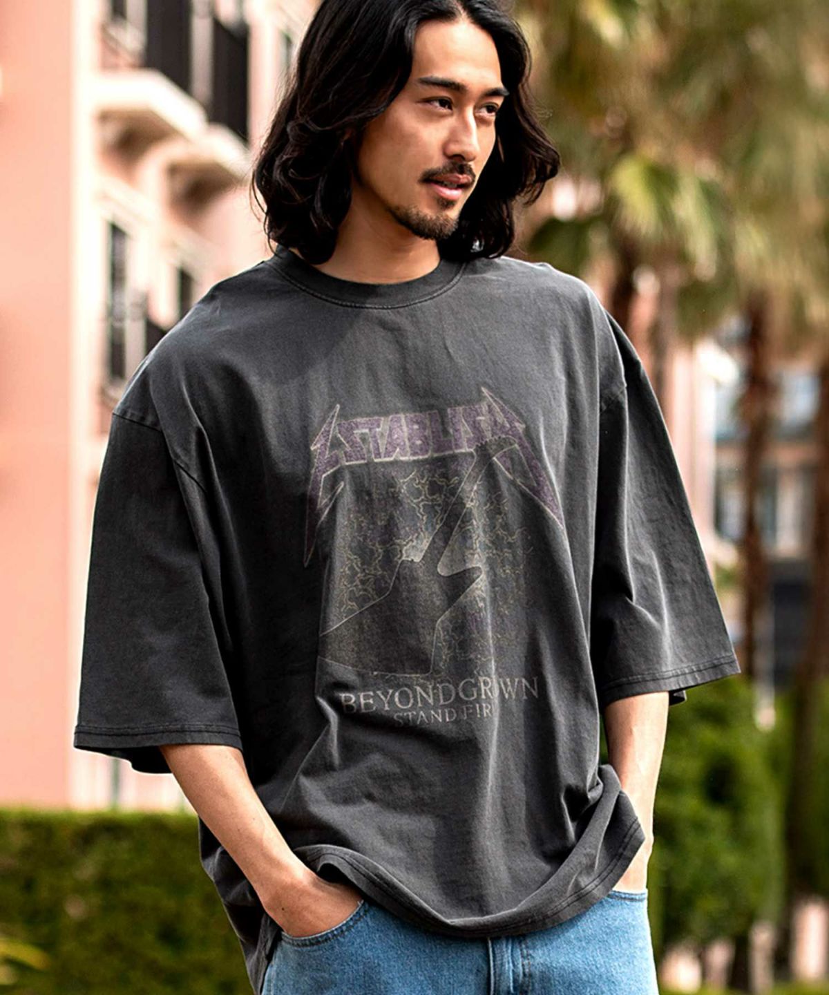 Bitter select(ビターセレクト)ギタープリントクルー半袖Tシャツ/全2色