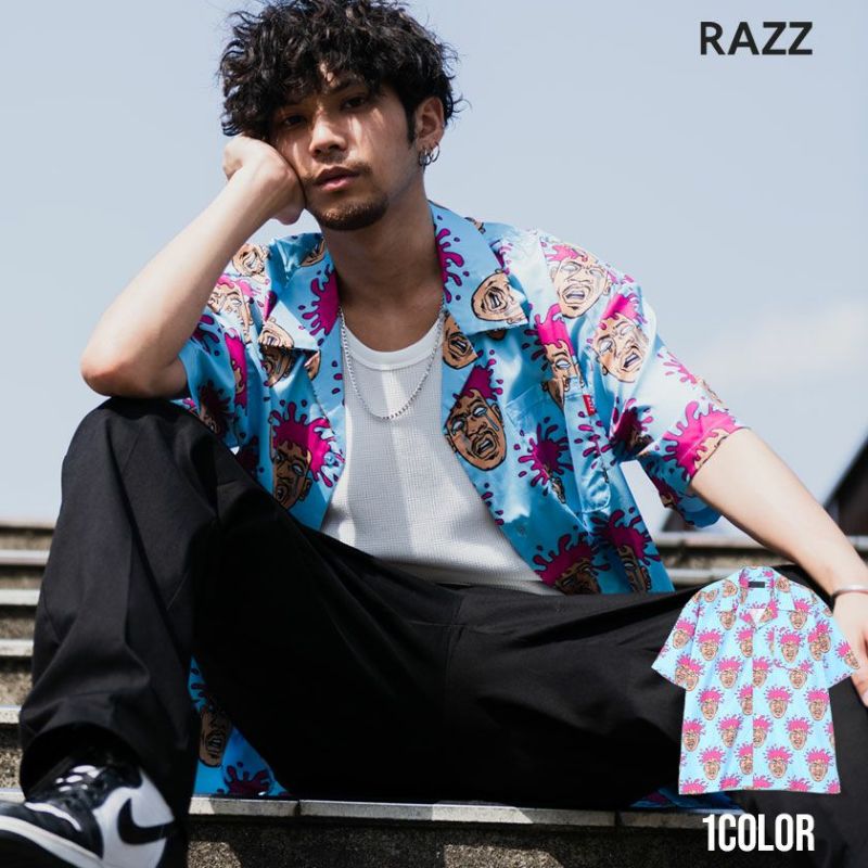 RAZZIS(ラズ)Brainwashing総柄オープンカラーシャツ/全2色