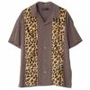 RAZZIS(ラズ)ヒョウ柄切り替え半袖シャツ/全2色