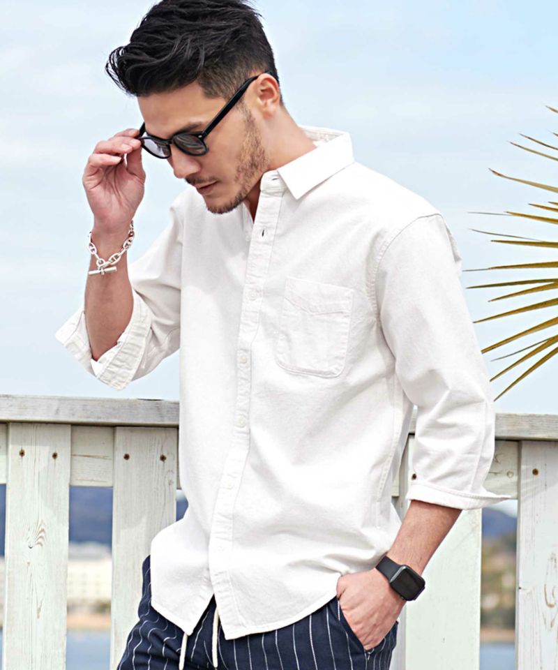 CavariA(キャバリア)パナマ織りレギュラーカラー7分袖シャツ/全10色