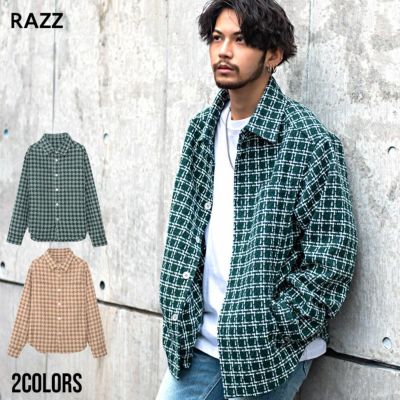 RAZZIS(ラズ)ロゴ刺繍ツイードシャツ/全2色
