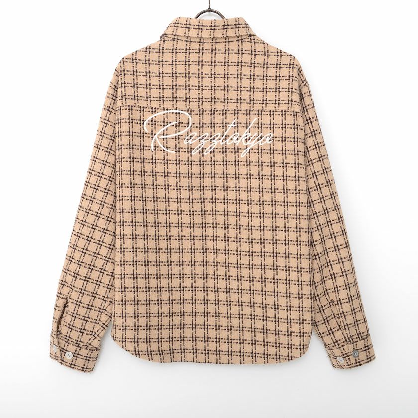 RAZZIS(ラズ)ロゴ刺繍ツイードシャツ