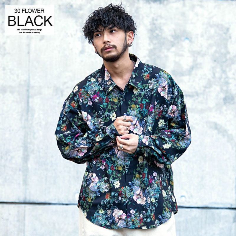 Bitter select(ビターセレクト)総柄とろみLSシャツ/全21色