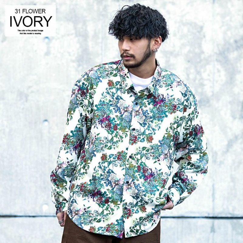 Tarame　ポリエステル　とろみ　総柄　シャツワンピース Bitter select(ビターセレクト)総柄とろみLSシャツ/全21色