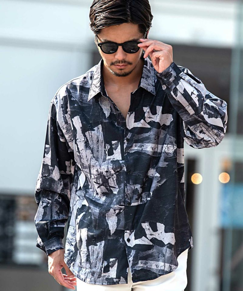 Bitter select(ビターセレクト)総柄とろみLSシャツ/全21色