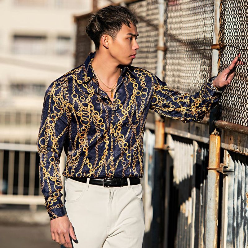 シャツ メンズ GILMAC(グリマック)チェーンデュエ長袖ボタンシャツ/全2色