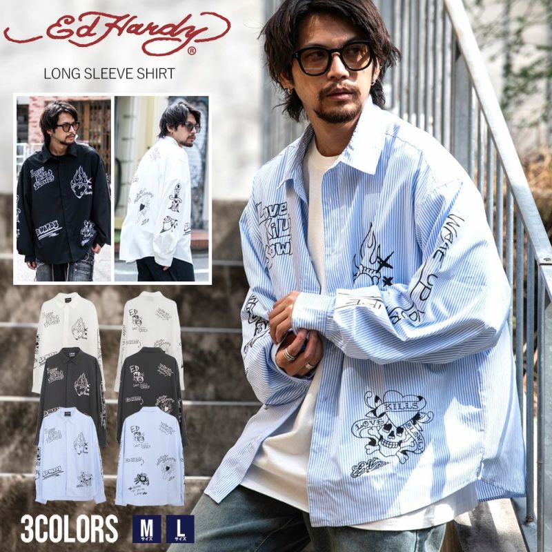  ED HARDY(エドハーディー)プリント長袖シャツ/全3色