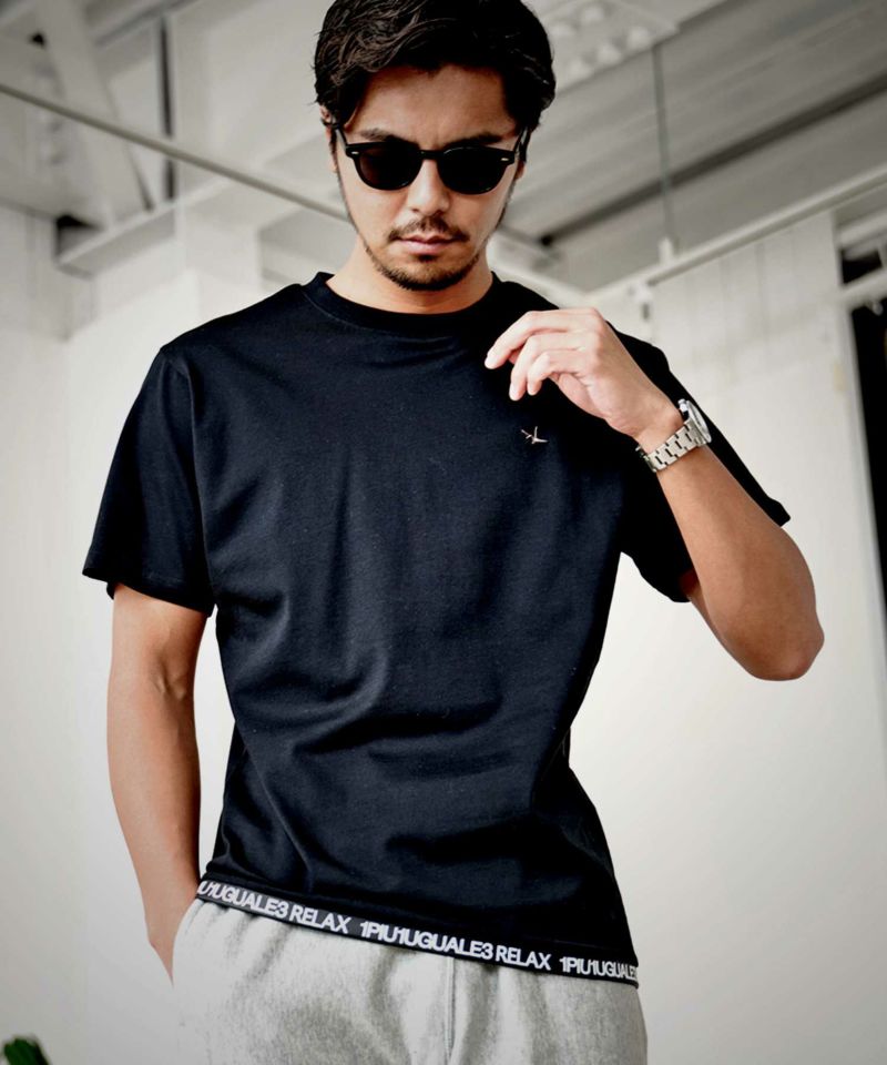 1PIU1UGUALE3 RELAX(ウノピゥウノウグァーレトレ リラックス)HEM PU LOGO T-SHIRT/全2色