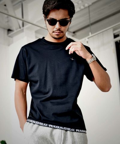 1PIU1UGUALE3 RELAX(ウノピゥウノウグァーレトレ リラックス)HEM PU LOGO T-SHIRT/全2色