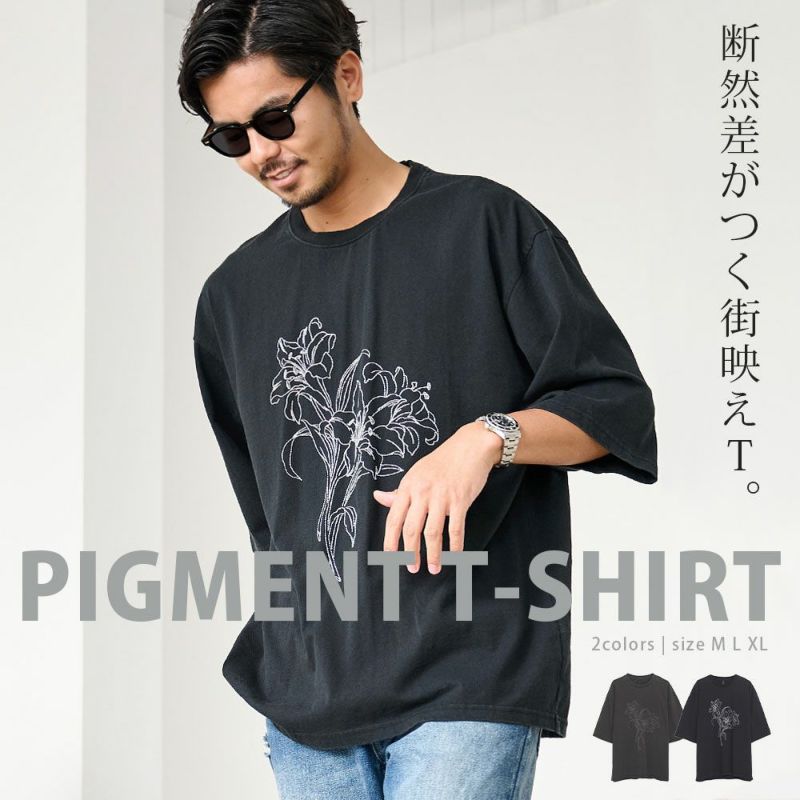 Bitter select(ビターセレクト)花刺プリントクルー半袖Tシャツ/全2色