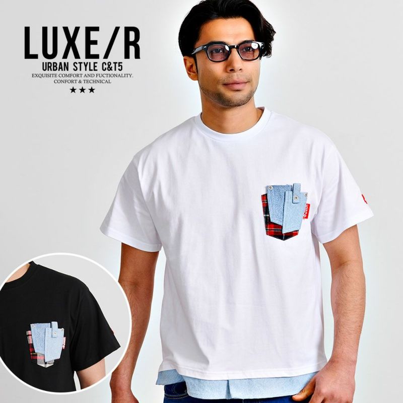 LUXE／R(ラグジュ)クルーネック デニムポケット半袖Tシャツ/全2色
