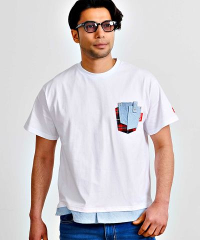 LUXE／R(ラグジュ)クルーネック デニムポケット半袖Tシャツ/全2色