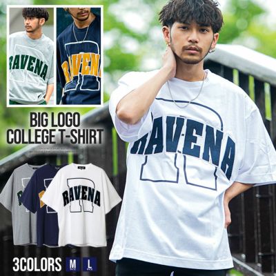 CavariA(キャバリア)ロゴ刺繍入りクルーネック半袖ビッグカレッジTシャツ/全3色