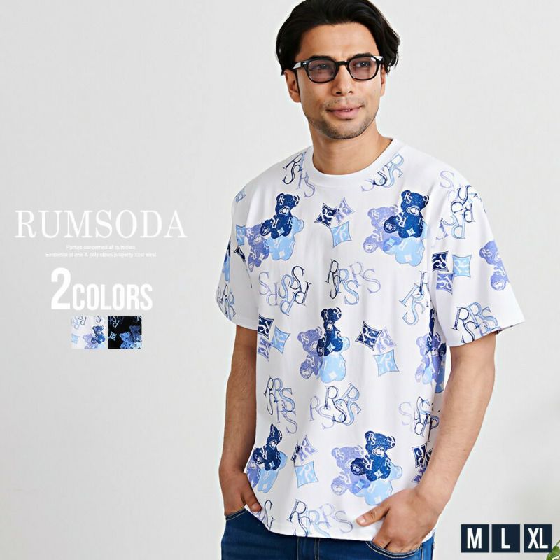 RUMSODA(ラムソーダ)天竺パネルPTセミBIGクルー半袖Tシャツ/全2色