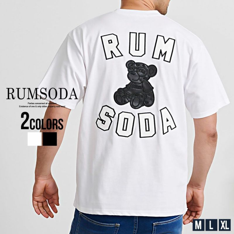 RUMSODA(ラムソーダ)天竺PUアップリケ刺セミBIGクルー半袖Tシャツ/全2色