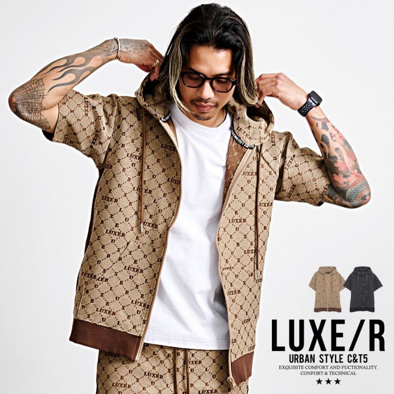 LUXE／R(ラグジュ)モノグラムジャガード半袖パーカー/全2色