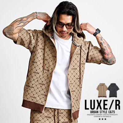 LUXE／R(ラグジュ)モノグラムジャガード半袖パーカー/全2色