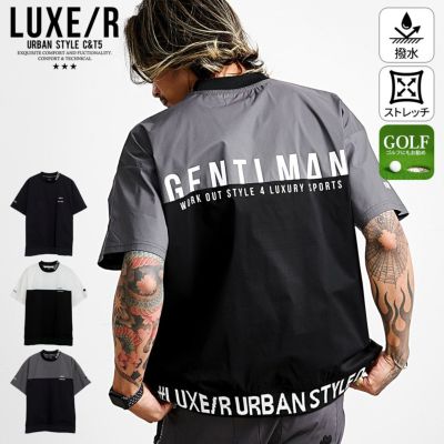 LUXE／R(ラグジュ)クルーネック ストレッチナイロン布帛バイカラー半袖Tシャツ/全3色