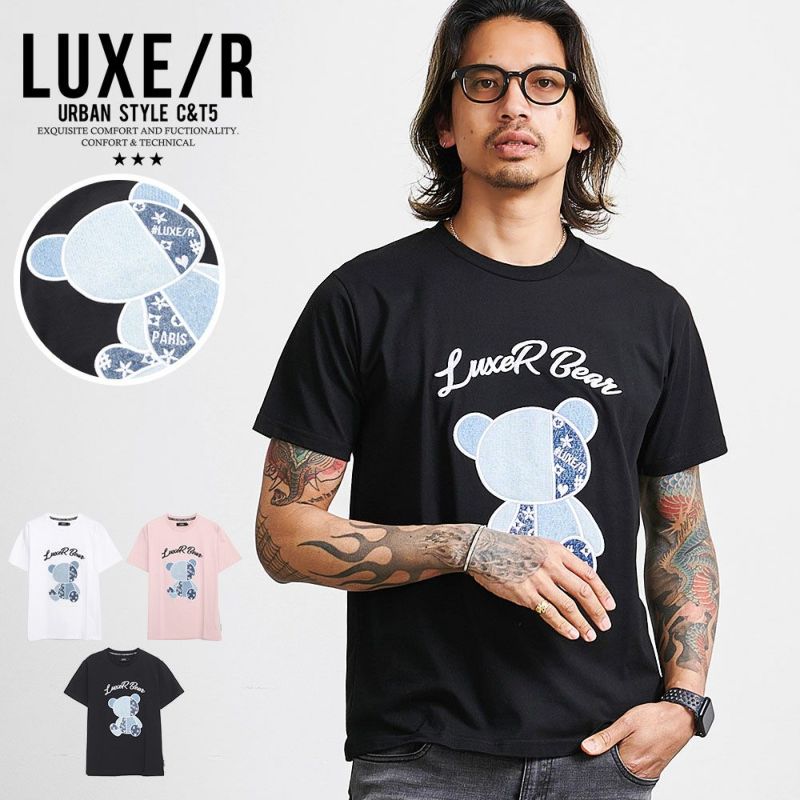 LUXE／R(ラグジュ)クルーネック デニムベア半袖Tシャツ/全3色