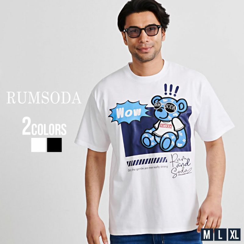 RUMSODA(ラムソーダ)クルーネック 刺繍半袖Tシャツ/全2色