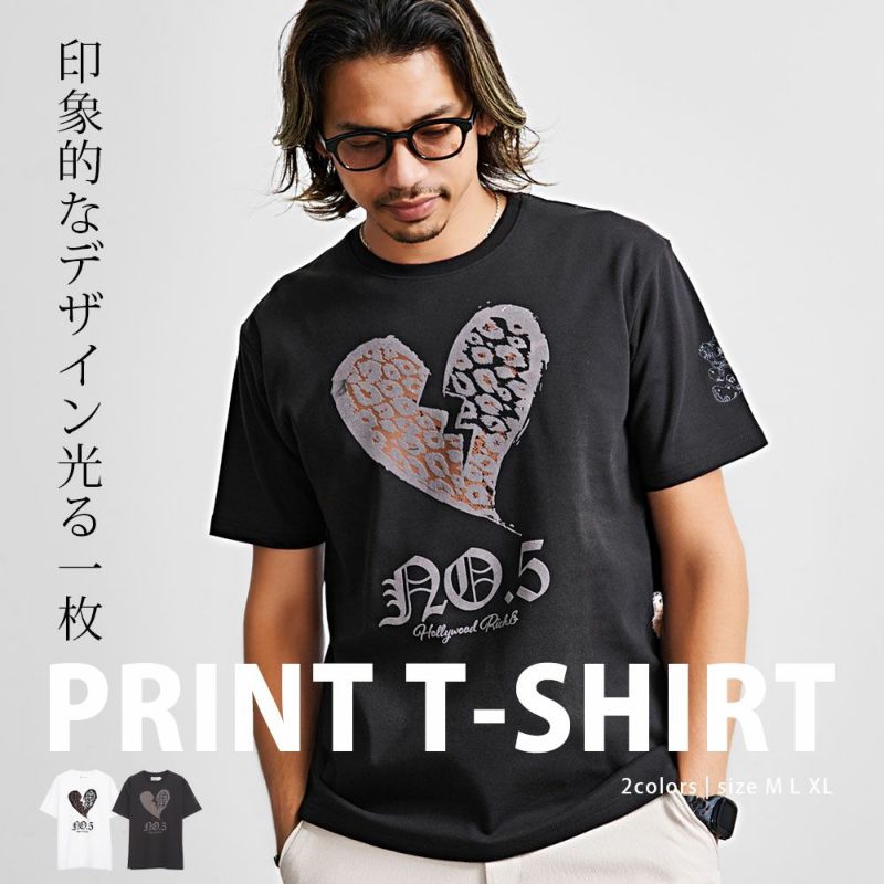 Hollywood rich.&(ハリウッドリッチ)NO.5ブレイクハート半袖Tシャツ/全2色