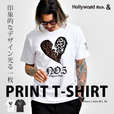 Hollywood rich.&(ハリウッドリッチ)NO.5ブレイクハート半袖Tシャツ/全2色