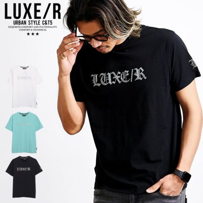 LUXE／R(ラグジュ)クルーネック ラインストーンロゴ半袖Tシャツ/全3色