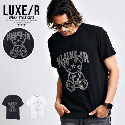 LUXE/R(ラグジュ)クルーネック 刺繍ラインストーン半袖Tシャツ LUXE/R(ラグジュ)クルーネック 刺繍ラインストーン半袖Tシャツ