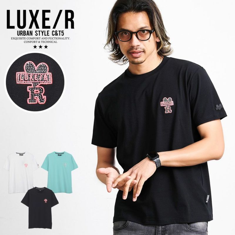 LUXE／R(ラグジュ)クルーネック 刺繍ラインストーン半袖Tシャツ/全3色 