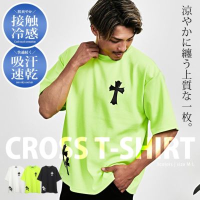 CavariA(キャバリア)クルーネック PUクロスパッチ半袖Tシャツ/全3色