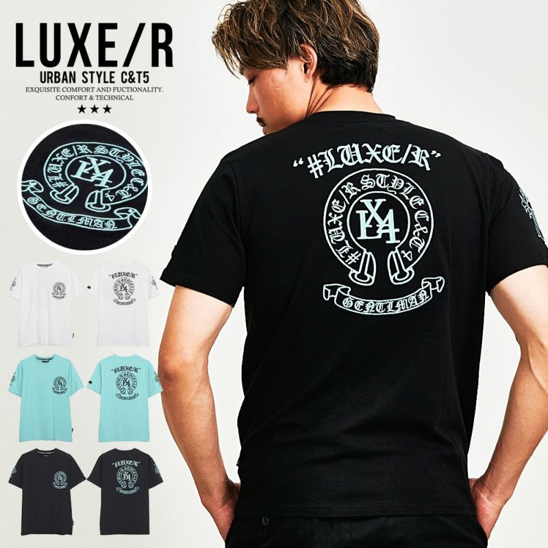  LUXE／R(ラグジュ)クルーネック 刺繍サークルロゴ半袖Tシャツ/全3色