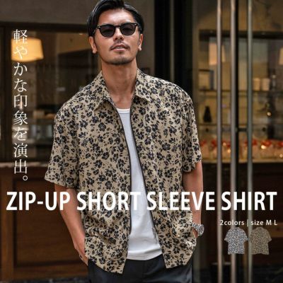  CavariA(キャバリア)花柄ZIP半袖シャツ/全2色