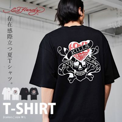 ED HARDY(エドハーディー)クルーネック スカルハート半袖Tシャツ/全2色