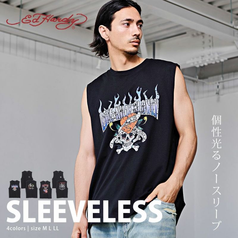 ED HARDY(エドハーディー)クルーネック ノースリーブTシャツ/全4色