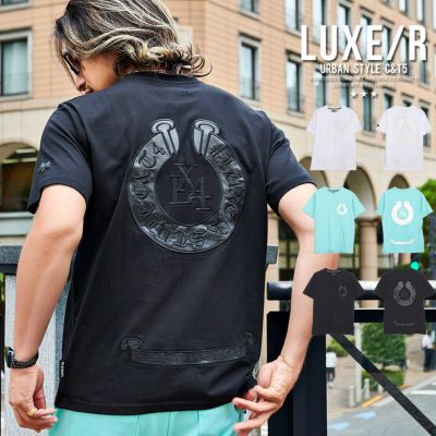 LUXE／R(ラグジュ)クルーネック PU貼り付け半袖Tシャツ/全3色