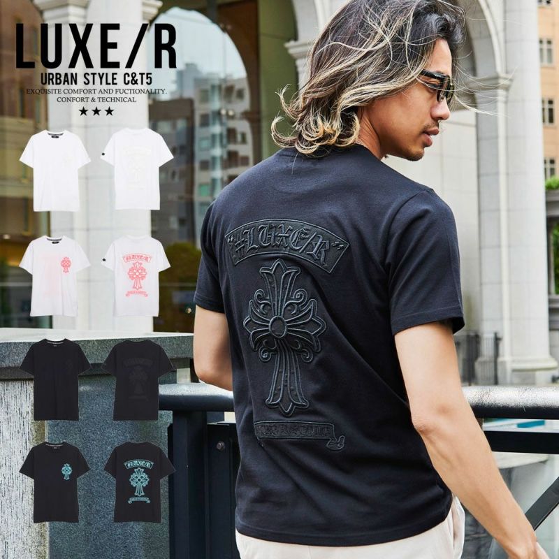 LUXE／R(ラグジュ)クルーネック ふくれジャガード刺繍半袖Tシャツ/全4色