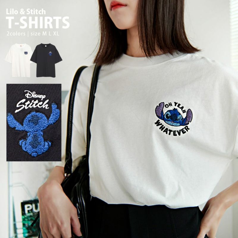 DISNEY(ディズニー)STITCHミニサガラ刺繍半袖Tシャツ/全3色