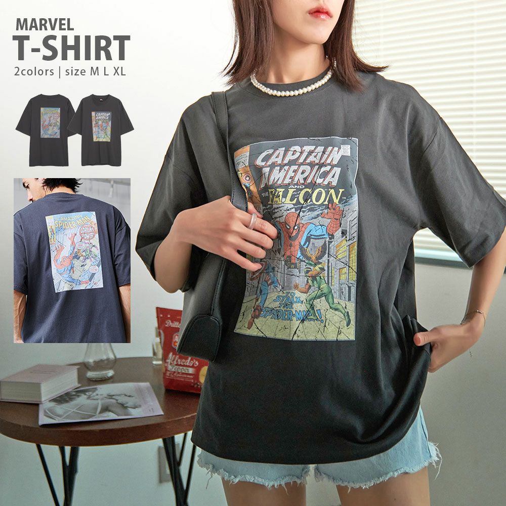 Bitter select(ビターセレクト)MARVEL ピグメント風半袖TEE/全2色