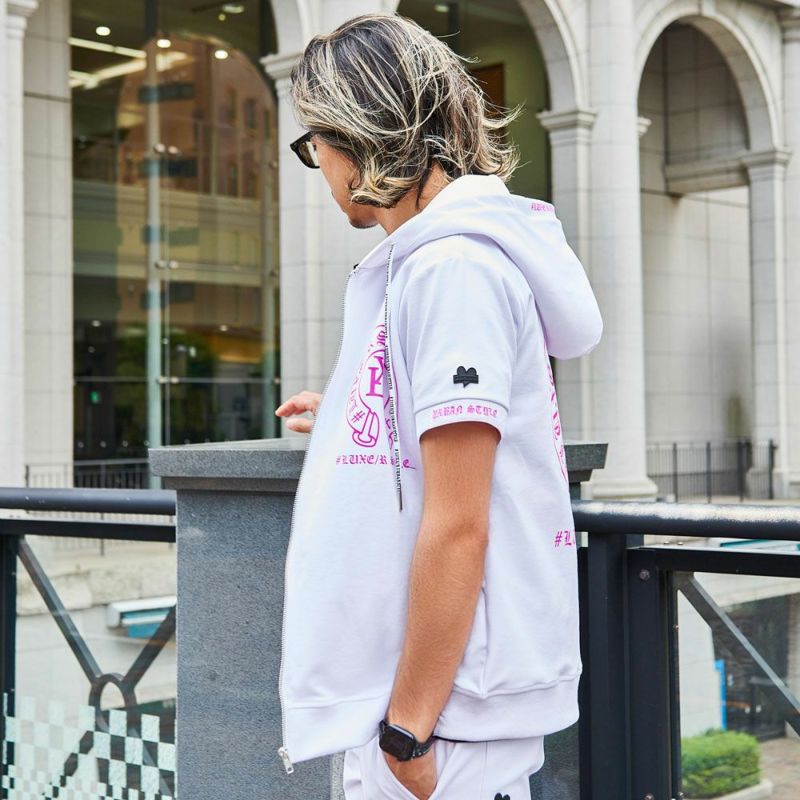 #LUXE/R ワークアウトスタイル 半袖 ジップパーカー 短パン 上下セット LUXE/R ワークアウトスタイル 半袖 ジップパーカー 短パン 上下