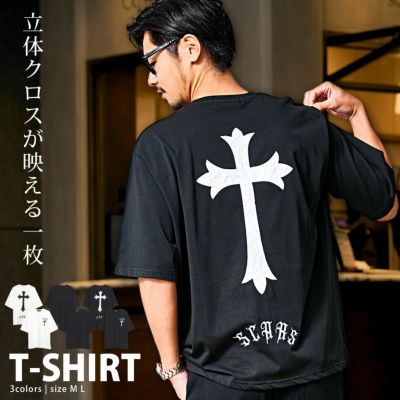  CavariA(キャバリア)ペイズリークロスアップリケ半袖TEE/全3色