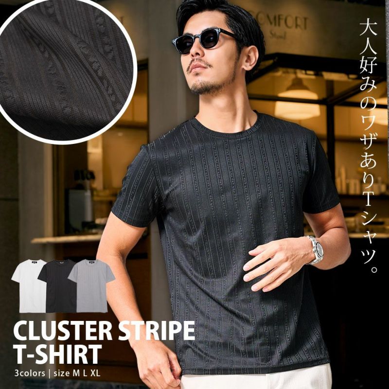 CavariA(キャバリア)クラスターストライプ半袖クルーTEE/全3色