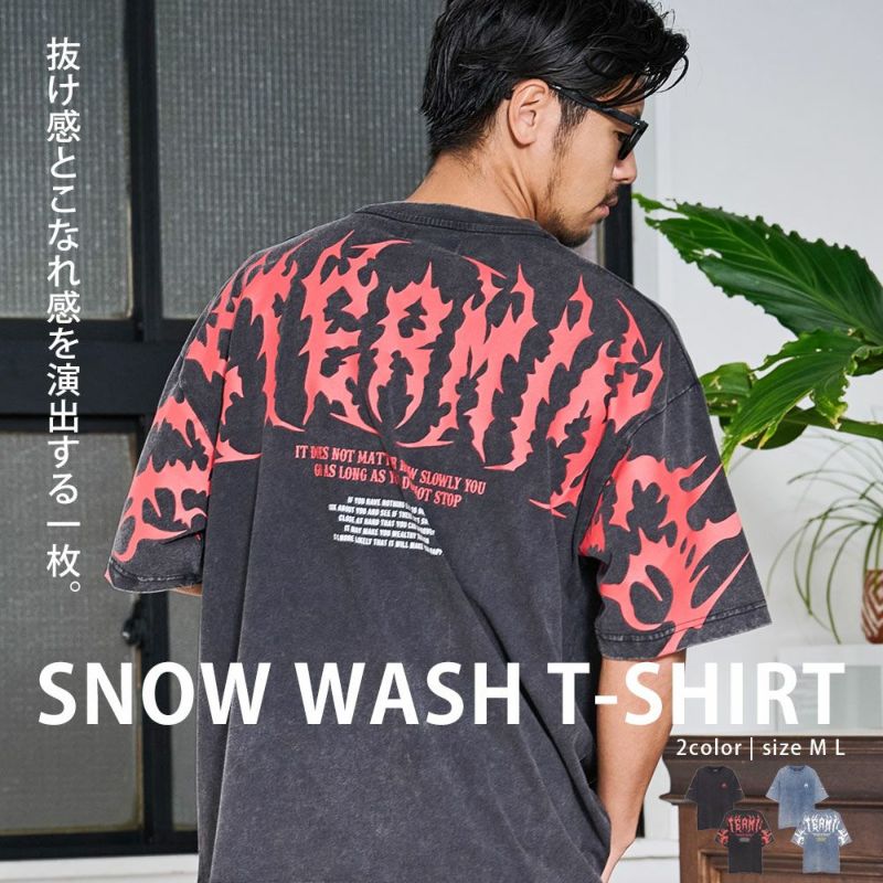 CavariA(キャバリア)カラースノー加工プリント半袖TEE/全2色