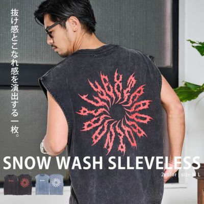 CavariA(キャバリア)カラースノー加工プリントノースリーブ/全2色