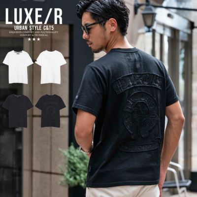 LUXE／R(ラグジュ)クルーネック クロスプリント半袖Tシャツ/全2色