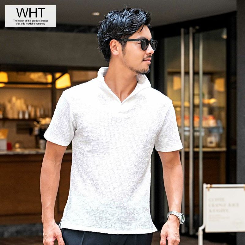 ポロシャツ メンズ CavariA(キャバリア)襟ワイヤー入りイタリアン