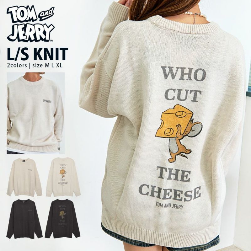  TOM&JERRY(トム&ジェリー)加工風PRINT長袖ニット(WA12)/全4色