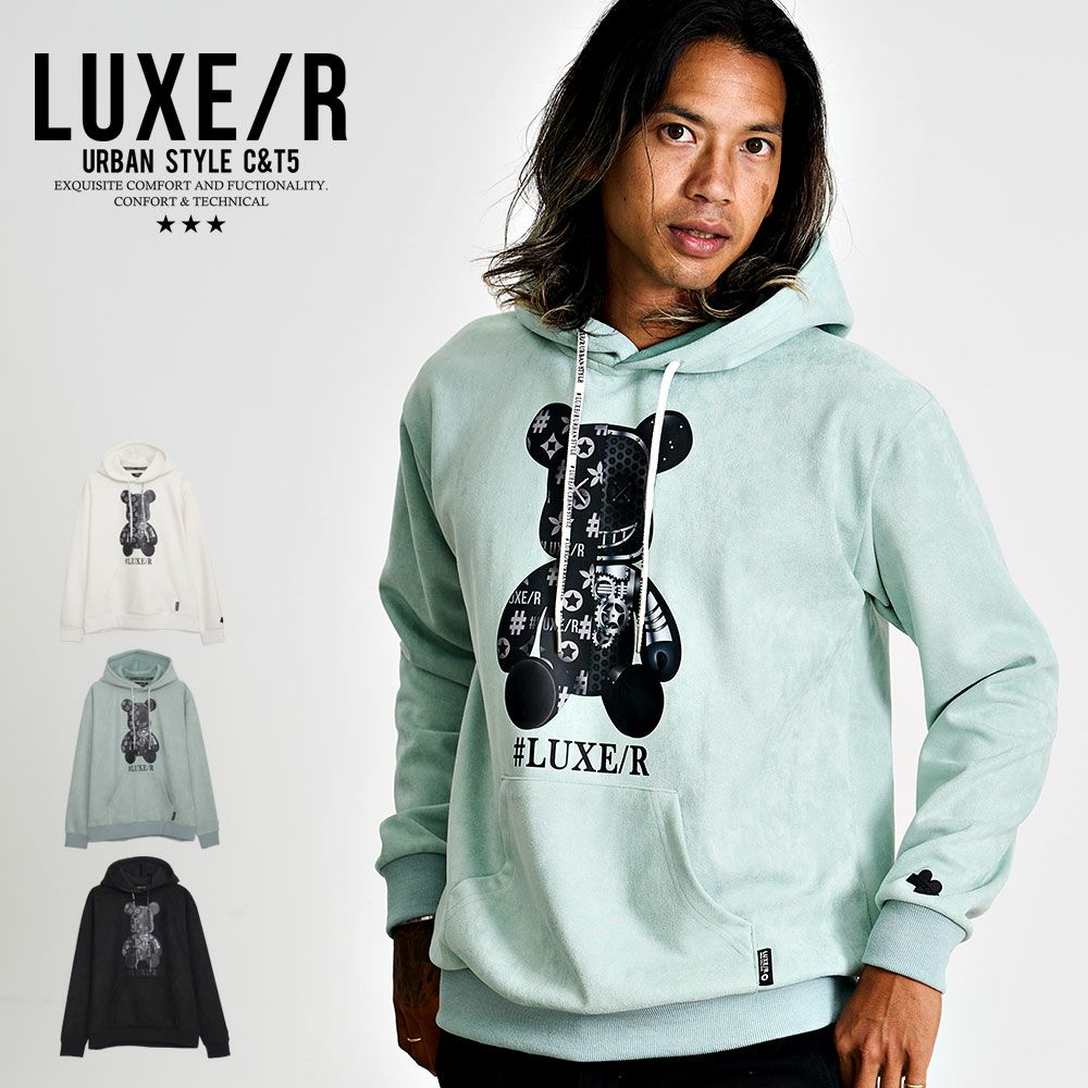 LUXE／R(ラグジュ)転写プリントベアプルパーカー/全3色