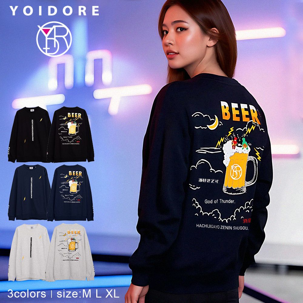 YOIDORE(酔いどれ)雷様クルーネックスウェット/全3色