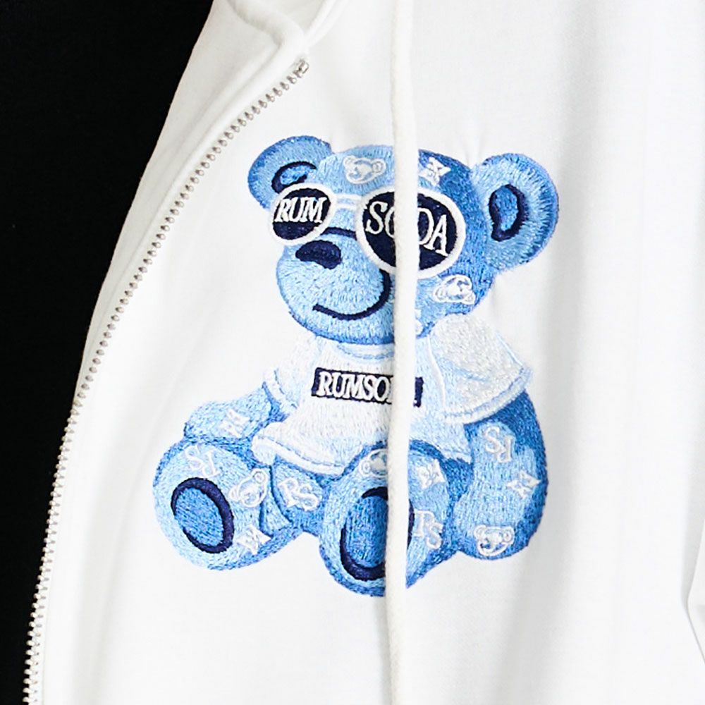 RUMSODA(ラムソーダ)ダブルフェイスベア刺繍ZIPパーカー/全3色